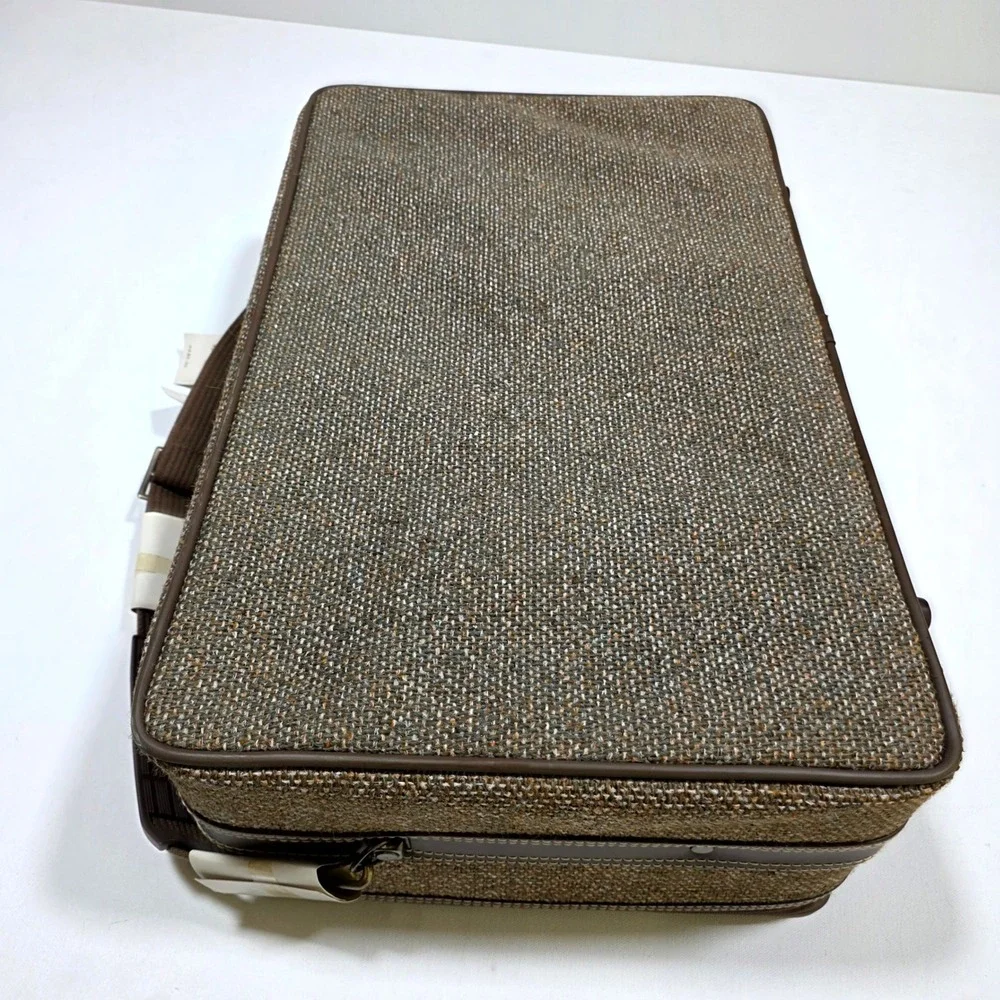 Vintage Jordache Aztec Carry-On Suitcase Brown Tweed NWT Retro Travel Bag 80s